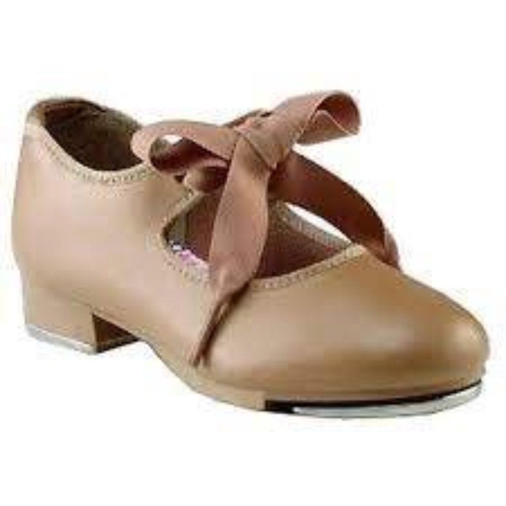 Award TS110 Child Size 2M (Fits Size 1) Tan Citation Ribbon Tie Tap Shoe